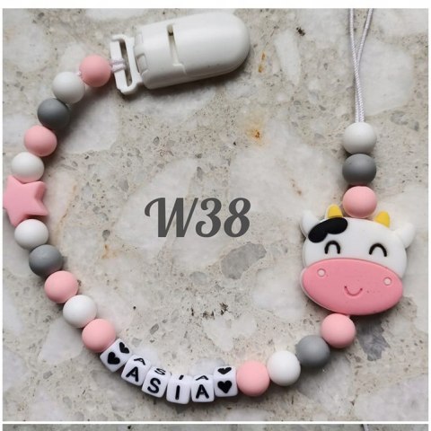 Zawieszka silikonowa do smoczka dla dziewczynki KROWA 2