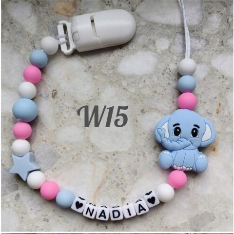 Zawieszka silikonowa do smoczka dla dziewczynki SŁOŃ 1