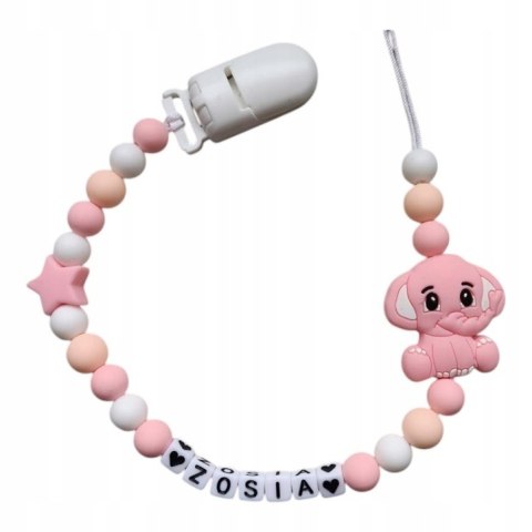 Zawieszka silikonowa do smoczka dla dziewczynki SŁOŃ 2