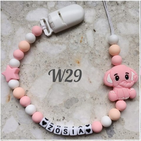 Zawieszka silikonowa do smoczka dla dziewczynki SŁOŃ 2