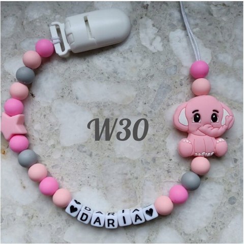 Zawieszka silikonowa do smoczka dla dziewczynki SŁOŃ 3