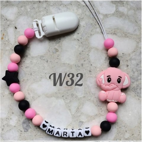 Zawieszka silikonowa do smoczka dla dziewczynki SŁOŃ 5