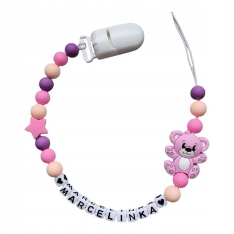 Zawieszka silikonowa do smoczka dla dziewczynki z misiem 10