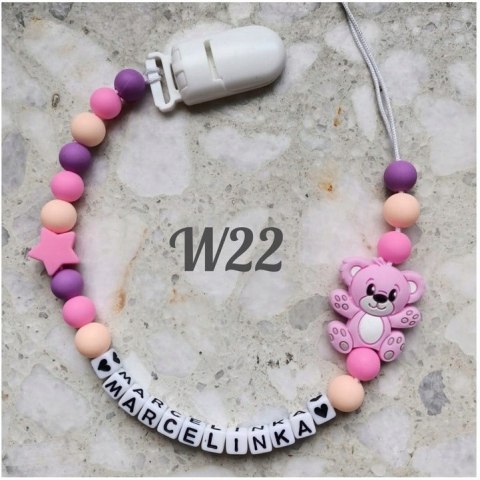 Zawieszka silikonowa do smoczka dla dziewczynki z misiem 10