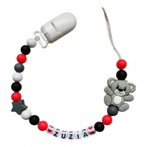 Zawieszka silikonowa do smoczka dla dziewczynki z misiem 11