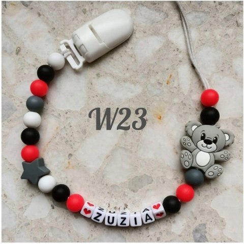 Zawieszka silikonowa do smoczka dla dziewczynki z misiem 11