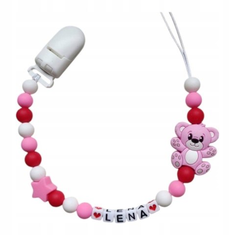 Zawieszka silikonowa do smoczka dla dziewczynki z misiem 12