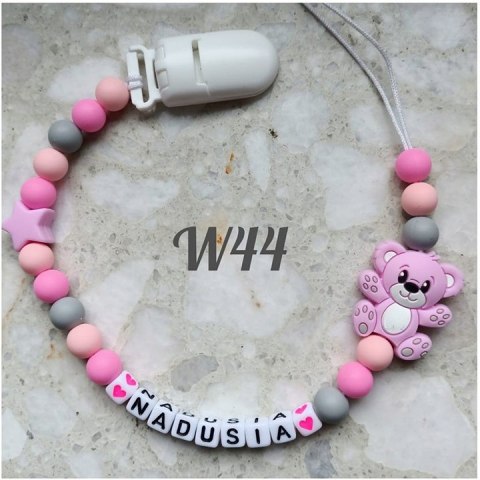 Zawieszka silikonowa do smoczka dla dziewczynki z misiem 13