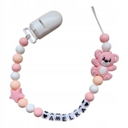 Zawieszka silikonowa do smoczka dla dziewczynki z misiem 1