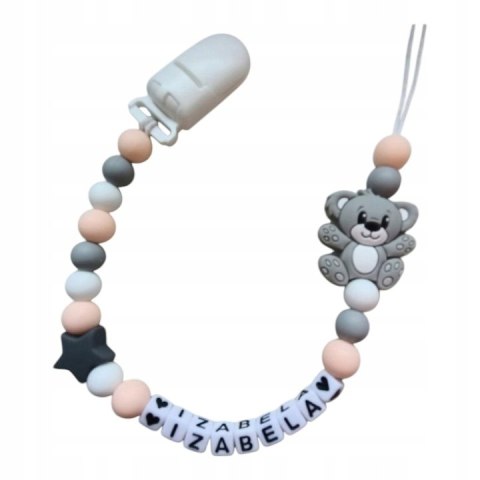 Zawieszka silikonowa do smoczka dla dziewczynki z misiem 2
