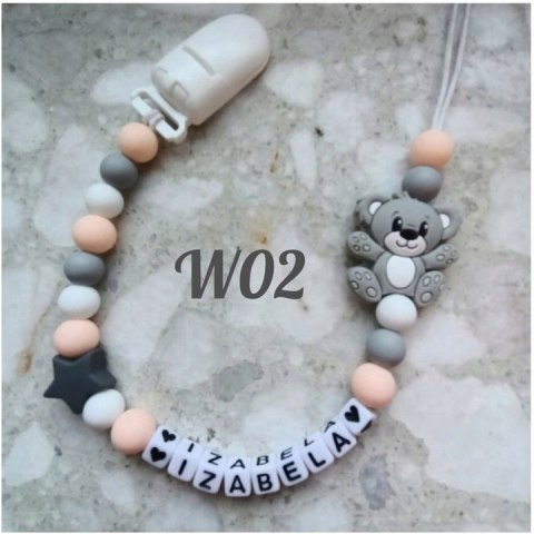 Zawieszka silikonowa do smoczka dla dziewczynki z misiem 2