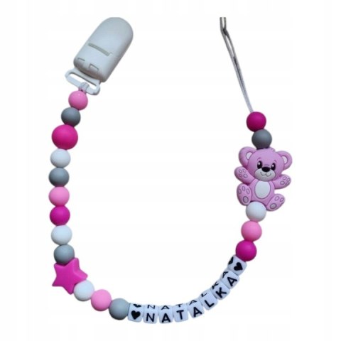 Zawieszka silikonowa do smoczka dla dziewczynki z misiem 3