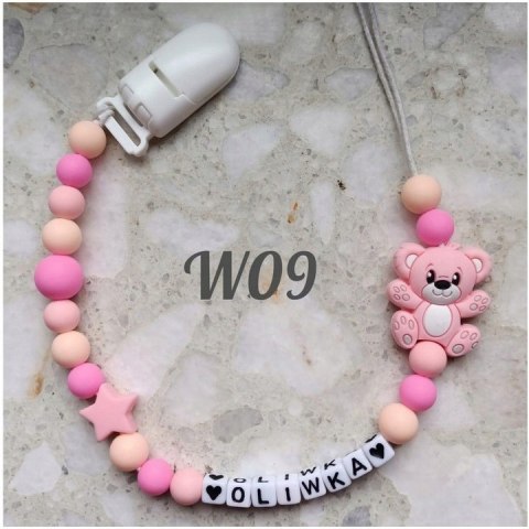 Zawieszka silikonowa do smoczka dla dziewczynki z misiem 4