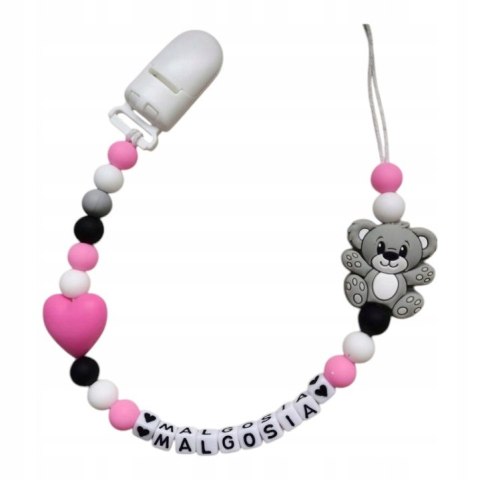 Zawieszka silikonowa do smoczka dla dziewczynki z misiem 5