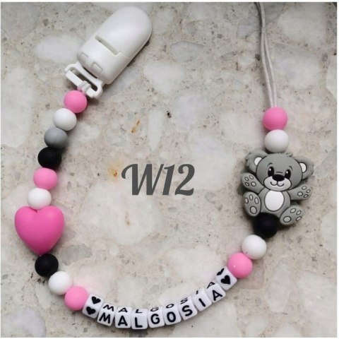 Zawieszka silikonowa do smoczka dla dziewczynki z misiem 5