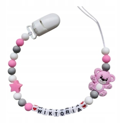 Zawieszka silikonowa do smoczka dla dziewczynki z misiem 7