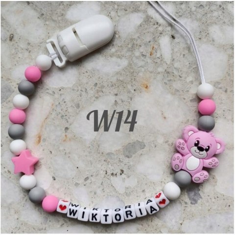 Zawieszka silikonowa do smoczka dla dziewczynki z misiem 7