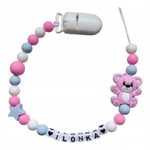 Zawieszka silikonowa do smoczka dla dziewczynki z misiem 8