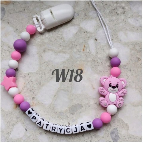 Zawieszka silikonowa do smoczka dla dziewczynki z misiem 9