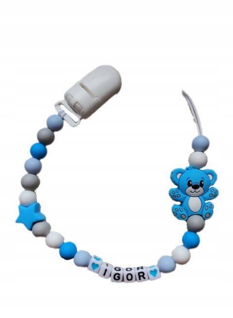 Zawieszka silikonowa do smoczka gryzaka z imieniem