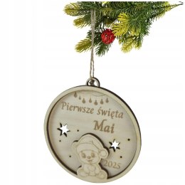 BOMBKA świąteczna PIERWSZE ŚWIĘTA z drewna sklejka imie PERSONALIZOWANA