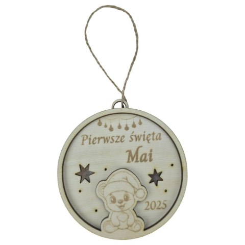 BOMBKA świąteczna PIERWSZE ŚWIĘTA z drewna sklejka imie PERSONALIZOWANA