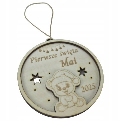 BOMBKA świąteczna PIERWSZE ŚWIĘTA z drewna sklejka imie PERSONALIZOWANA
