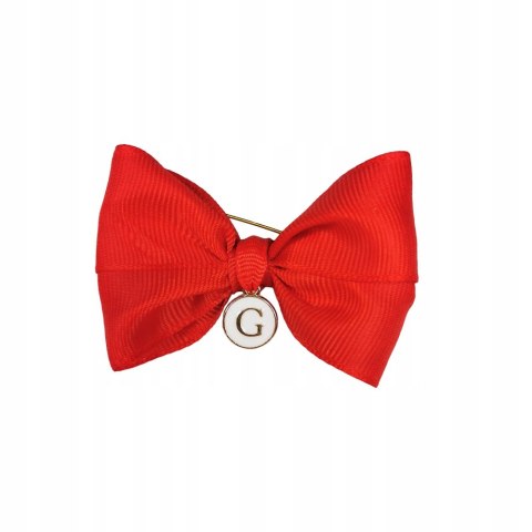 BROSZA DO WÓZKA KOKARDA czerwona kokardka Z LITERKĄ G