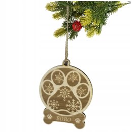 Bombka świąteczna z drewna PSIA ŁAPKA - personalizowana dla pieska sklejka