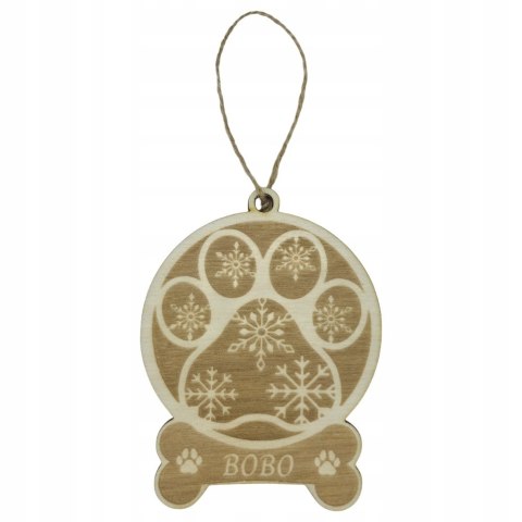 Bombka świąteczna z drewna PSIA ŁAPKA - personalizowana dla pieska sklejka