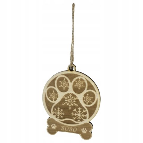 Bombka świąteczna z drewna PSIA ŁAPKA - personalizowana dla pieska sklejka