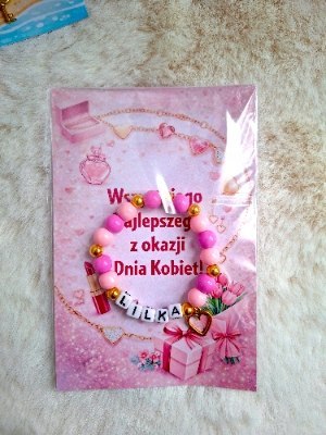 Bransoletka dla Dziewczynki IMIĘ Prezent DZIEN KOBIET SZKOŁA PRZEDSZKOLE
