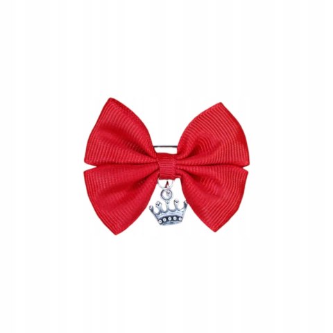 Broszka do wózka CZERWONA KOKARDKA Z KORONĄ na szczęście