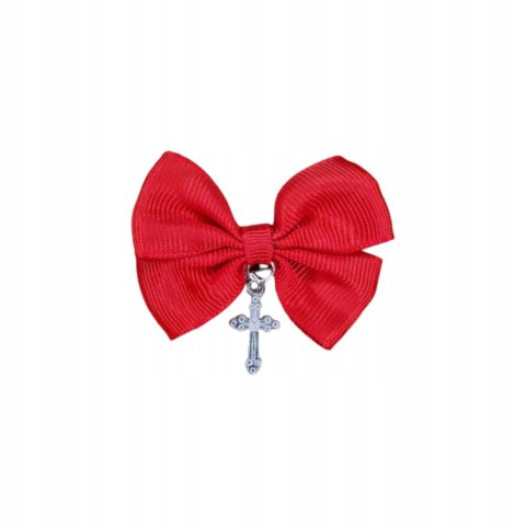 Broszka do wózka CZERWONA KOKARDKA Zawieszka KRZYŻ