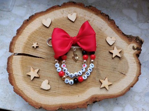 Broszka do wózka agrafka z imieniem datą urodzenia