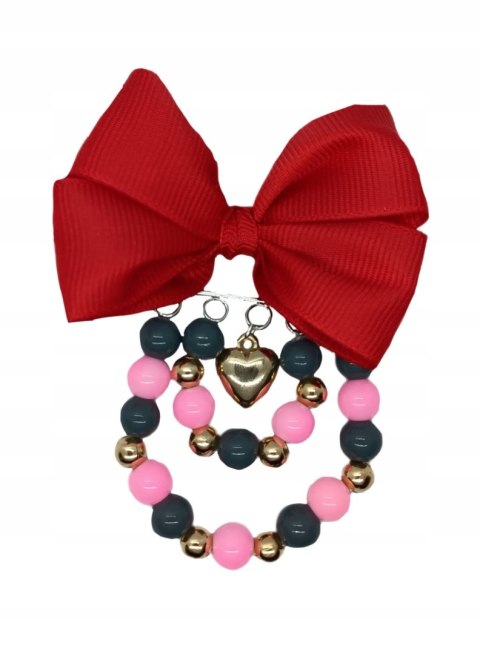 Broszka do wózka agrafka z imieniem kokarda czerwona