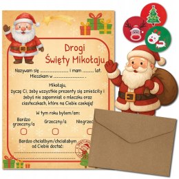LIST do ŚWIĘTEGO MIKOŁAJA dla DZIECI adwent KOPERTA C6 + 3 NAKLEJKI