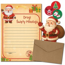 LIST do ŚWIĘTEGO MIKOŁAJA dla WIĘKSZYCH DZIECI adwent KOPERTA + 3 NAKLEJKI