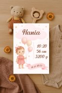 Metryczka Personalizowana Dla Dziecka A4 BEZ RAMKI Prezent Chrzest URODZINY