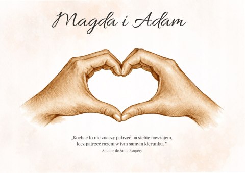 PLAKAT BEZ RAMKI SERCE DLA PARY NA ŚCIANĘ ROCZNICA ŚLUB ZARĘCZYNY WALENTYNK