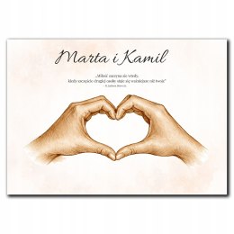 PLAKAT OBRAZ BEZ RAMKI SERCE DLA PARY DO DOM ROCZNICA ŚLUB ZARĘCZYNY MIŁOŚĆ