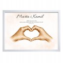 PLAKAT OBRAZ W RAMCE SERCE DLA PARY DO DOMU ROCZNICA ŚLUB ZARĘCZYNY MIŁOŚĆ