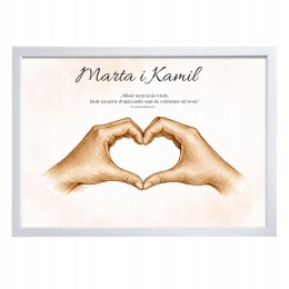 PLAKAT OBRAZ W RAMCE SERCE DLA PARY DO DOMU ROCZNICA ŚLUB ZARĘCZYNY MIŁOŚĆ