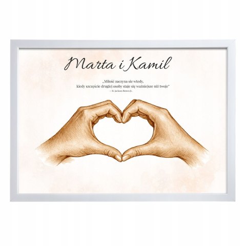 PLAKAT OBRAZ W RAMCE SERCE DLA PARY DO DOMU ROCZNICA ŚLUB ZARĘCZYNY MIŁOŚĆ