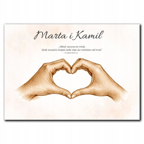 PLAKAT OBRAZ W RAMCE SERCE DLA PARY DO DOMU ROCZNICA ŚLUB ZARĘCZYNY MIŁOŚĆ