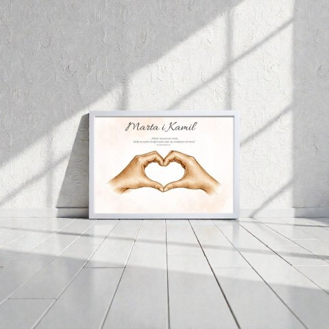 PLAKAT OBRAZ W RAMCE SERCE DLA PARY DO DOMU ROCZNICA ŚLUB ZARĘCZYNY MIŁOŚĆ