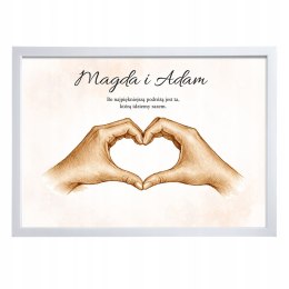 PLAKAT OBRAZ W RAMCE SERCE DLA PARY DOM ROCZNICA ŚLUB ZARĘCZYNY WALENTYNKI
