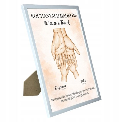PLAKAT PAMIĄTKA PREZENT DLA BABCI DZIADKA Z IMIONAMI I DATĄ A4 RAMKA