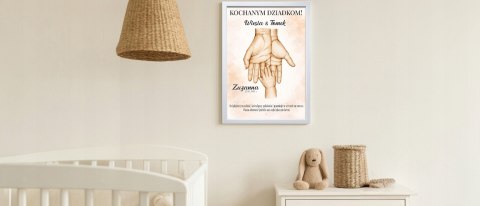 PLAKAT PAMIĄTKA PREZENT DZIEŃ BABCI DZIADKA Z IMIENIEM WNUKA A4 RAMKA