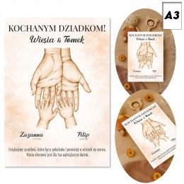 PLAKAT PAMIĄTKA PREZENT DZIEŃ BABCI DZIADKA Z IMIONAMI I DATĄ A3 BEZ RAMKI